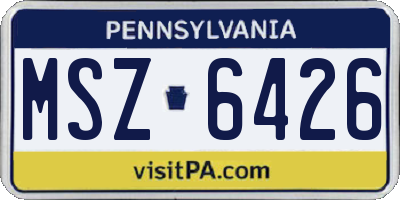 PA license plate MSZ6426