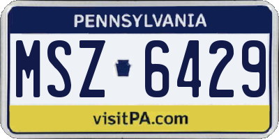 PA license plate MSZ6429