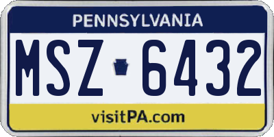 PA license plate MSZ6432