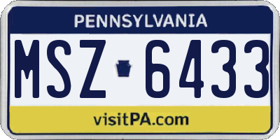 PA license plate MSZ6433