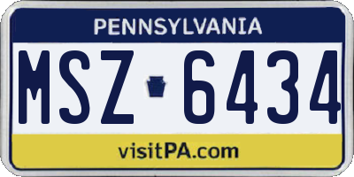 PA license plate MSZ6434