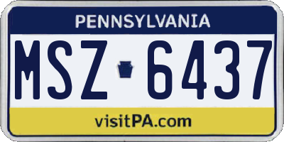 PA license plate MSZ6437