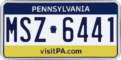PA license plate MSZ6441