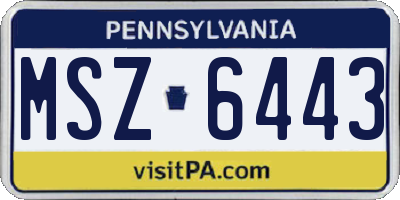 PA license plate MSZ6443