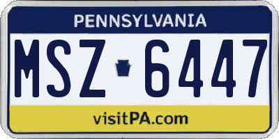 PA license plate MSZ6447