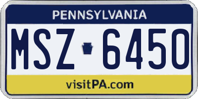 PA license plate MSZ6450