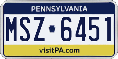 PA license plate MSZ6451