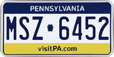 PA license plate MSZ6452