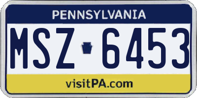 PA license plate MSZ6453