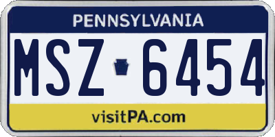 PA license plate MSZ6454