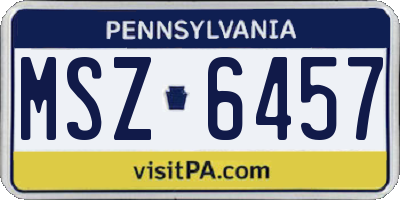 PA license plate MSZ6457
