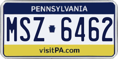 PA license plate MSZ6462