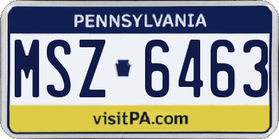 PA license plate MSZ6463
