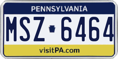 PA license plate MSZ6464