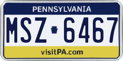 PA license plate MSZ6467