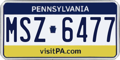 PA license plate MSZ6477