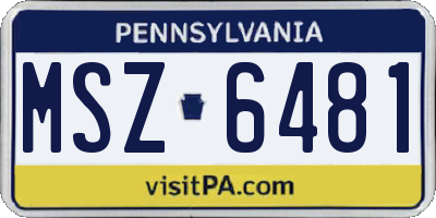 PA license plate MSZ6481