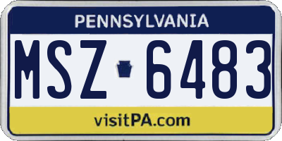 PA license plate MSZ6483
