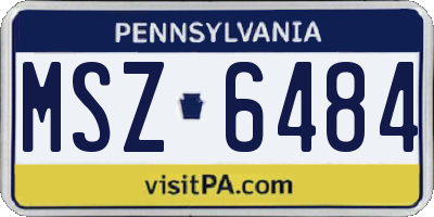 PA license plate MSZ6484