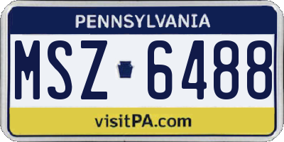 PA license plate MSZ6488