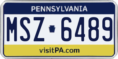 PA license plate MSZ6489