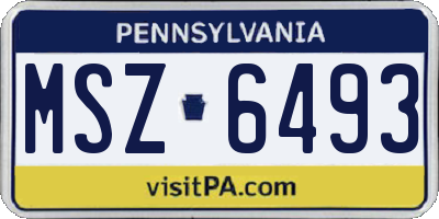 PA license plate MSZ6493