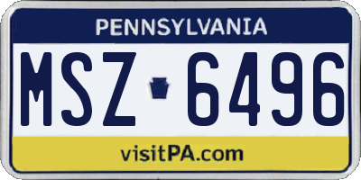PA license plate MSZ6496