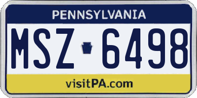 PA license plate MSZ6498