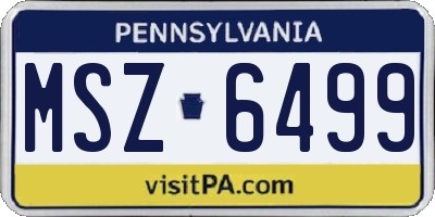 PA license plate MSZ6499