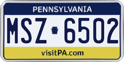 PA license plate MSZ6502