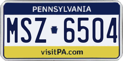 PA license plate MSZ6504