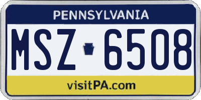 PA license plate MSZ6508