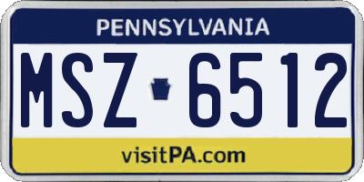 PA license plate MSZ6512