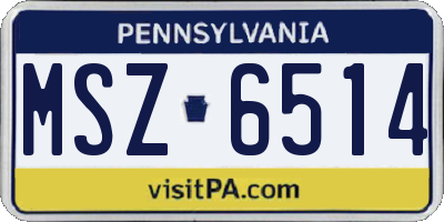 PA license plate MSZ6514