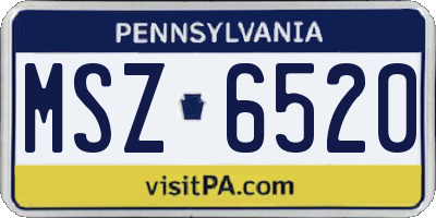 PA license plate MSZ6520
