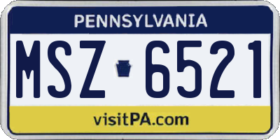 PA license plate MSZ6521