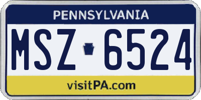 PA license plate MSZ6524
