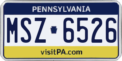 PA license plate MSZ6526