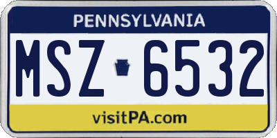 PA license plate MSZ6532
