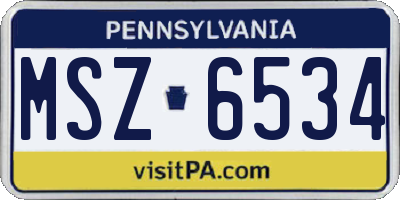 PA license plate MSZ6534