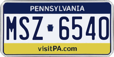PA license plate MSZ6540