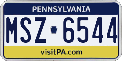 PA license plate MSZ6544
