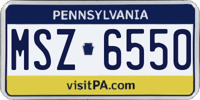 PA license plate MSZ6550