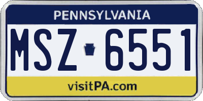 PA license plate MSZ6551
