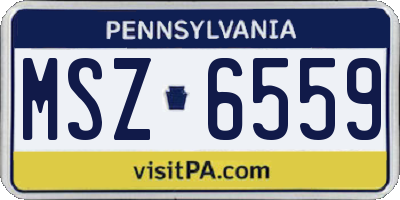 PA license plate MSZ6559