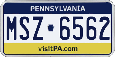 PA license plate MSZ6562