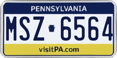 PA license plate MSZ6564
