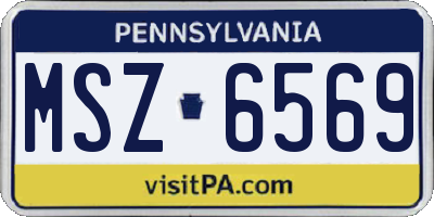 PA license plate MSZ6569