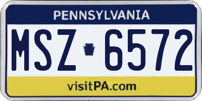 PA license plate MSZ6572