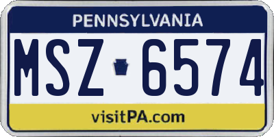 PA license plate MSZ6574